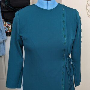 Emerald green/teal two-piece Modanisa pant set, size EUR 42/US 10